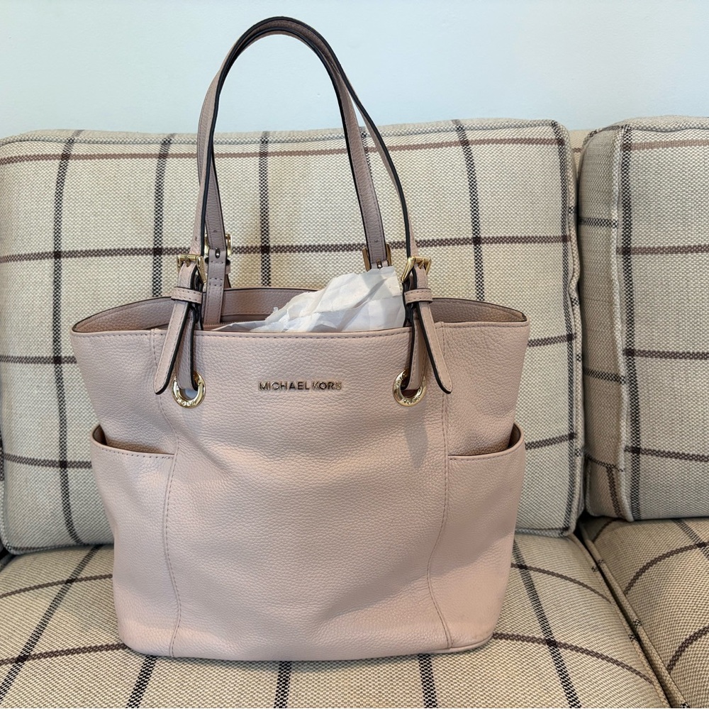 Michael Kors Pale Pink Pebbled Leather Tote with Dual Handles